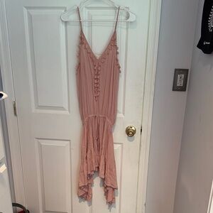 Pink Sleeveless Dress with Ruffle Details